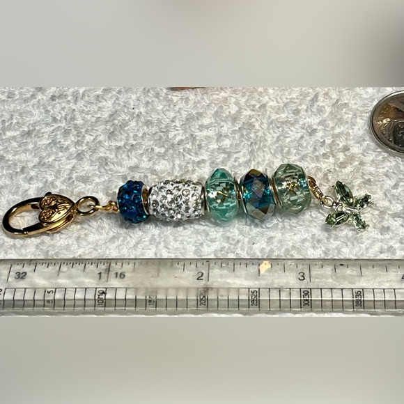 🦋Pandora like charms with green crystals and butterfly accent purse bling - Picture 9 of 11